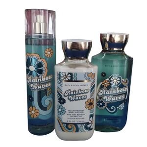 3- Bath and Body Works Discontinued RAINBOW WAVES Body Mist,‎ Shower Gel, Lotion